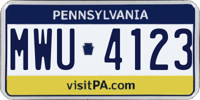 PA license plate MWU4123