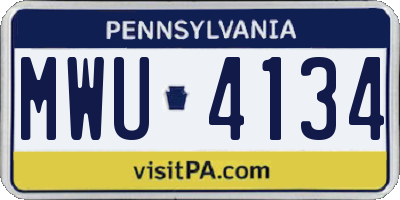 PA license plate MWU4134