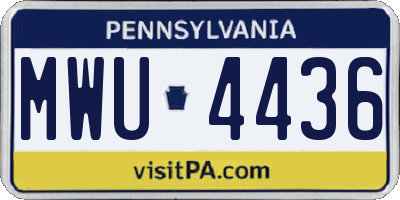 PA license plate MWU4436