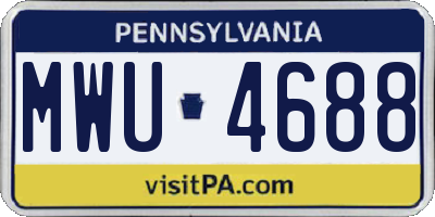 PA license plate MWU4688