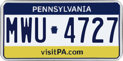 PA license plate MWU4727