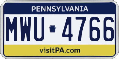 PA license plate MWU4766