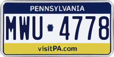 PA license plate MWU4778