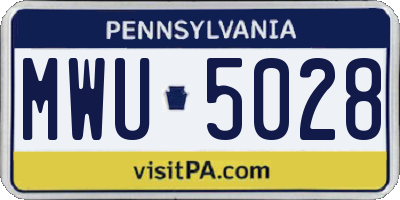 PA license plate MWU5028