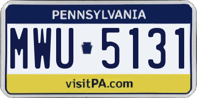 PA license plate MWU5131