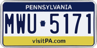 PA license plate MWU5171