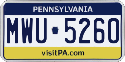 PA license plate MWU5260