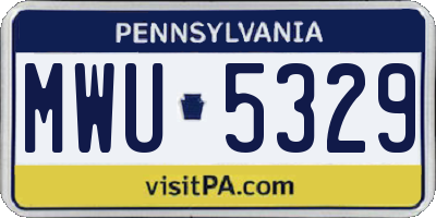 PA license plate MWU5329