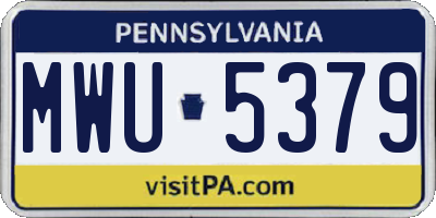 PA license plate MWU5379