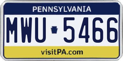 PA license plate MWU5466
