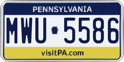 PA license plate MWU5586