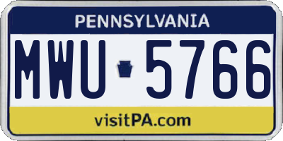 PA license plate MWU5766