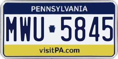 PA license plate MWU5845