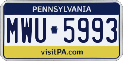 PA license plate MWU5993