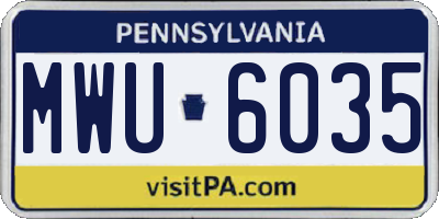 PA license plate MWU6035