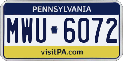 PA license plate MWU6072