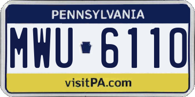 PA license plate MWU6110