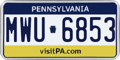 PA license plate MWU6853