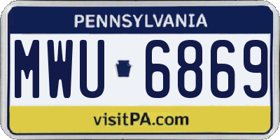 PA license plate MWU6869
