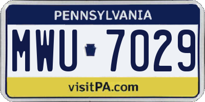 PA license plate MWU7029