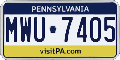 PA license plate MWU7405