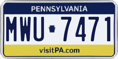 PA license plate MWU7471