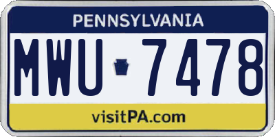 PA license plate MWU7478