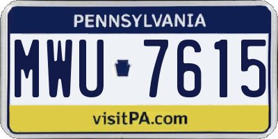 PA license plate MWU7615