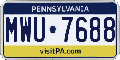 PA license plate MWU7688