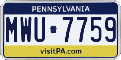 PA license plate MWU7759