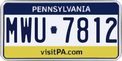 PA license plate MWU7812