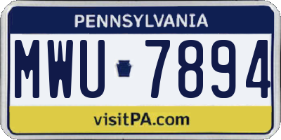 PA license plate MWU7894