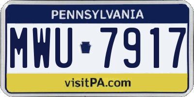 PA license plate MWU7917