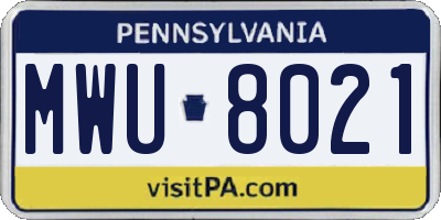 PA license plate MWU8021