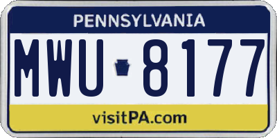 PA license plate MWU8177