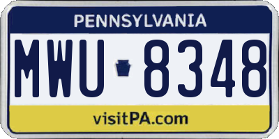 PA license plate MWU8348