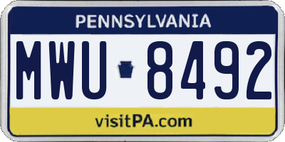 PA license plate MWU8492