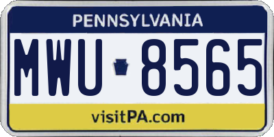 PA license plate MWU8565