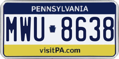 PA license plate MWU8638