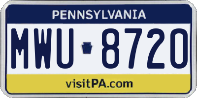 PA license plate MWU8720