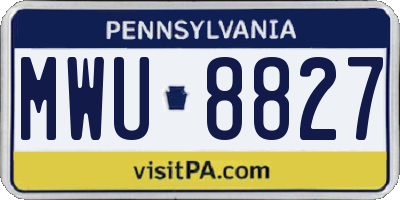 PA license plate MWU8827