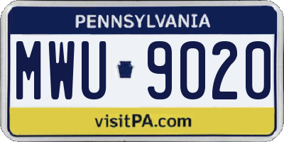 PA license plate MWU9020