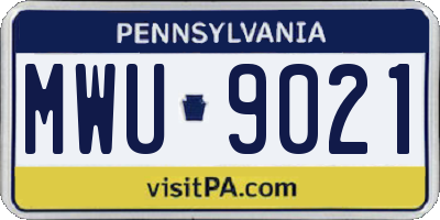 PA license plate MWU9021