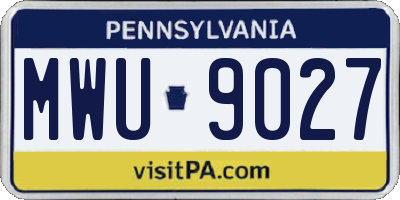 PA license plate MWU9027