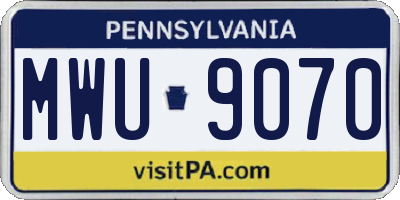 PA license plate MWU9070