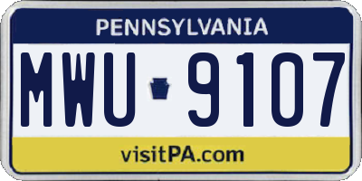 PA license plate MWU9107