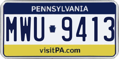 PA license plate MWU9413