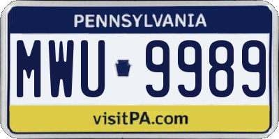 PA license plate MWU9989