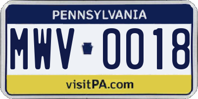 PA license plate MWV0018