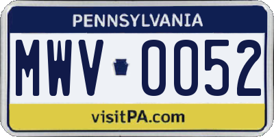 PA license plate MWV0052